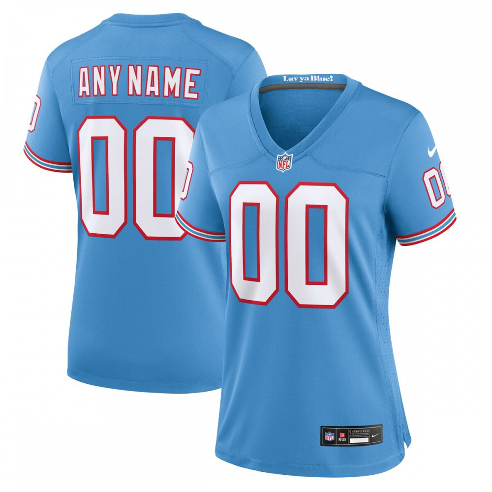 Tennessee Titans Nike Women's Oilers Throwback Custom Game Jersey - Light Blue-GridironStore